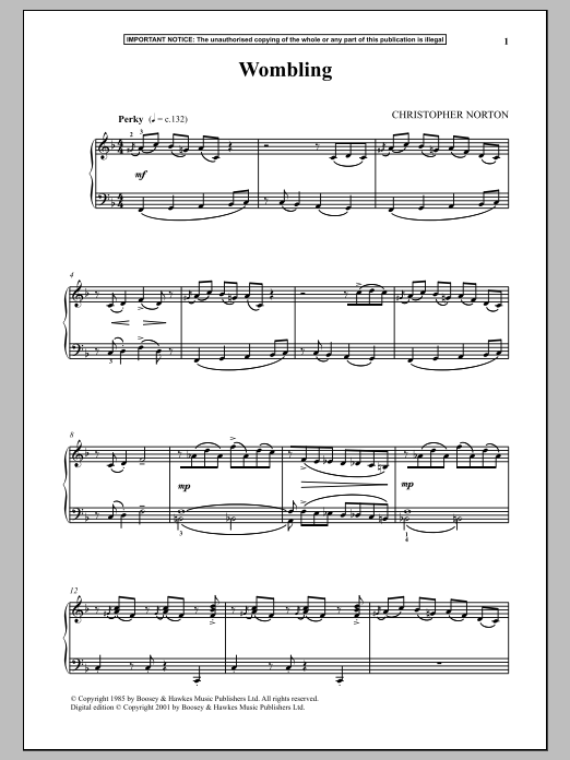 Christopher Norton Wombling sheet music notes and chords arranged for Piano Solo