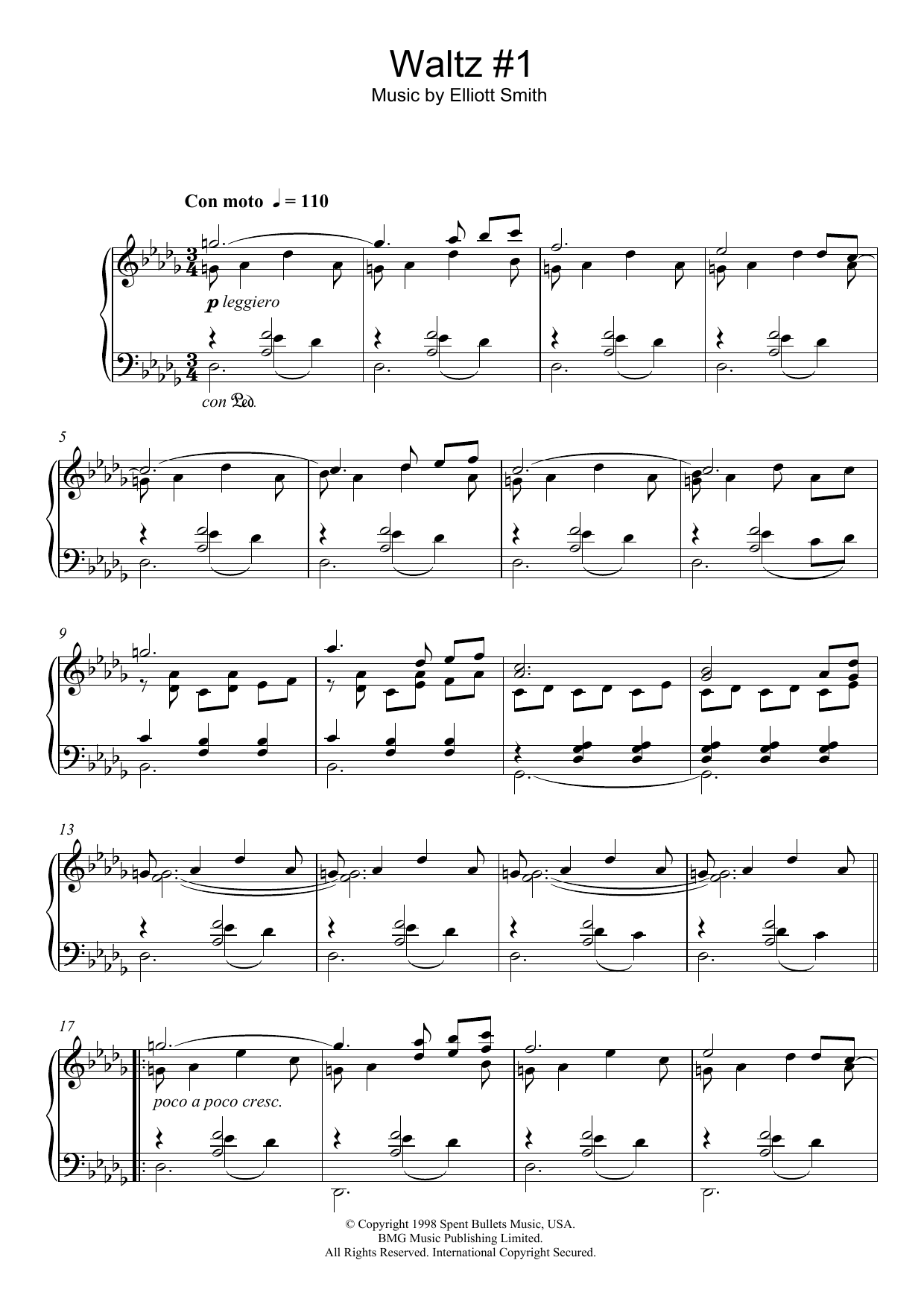 Christopher O'Riley Waltz #1 sheet music notes and chords arranged for Piano Solo