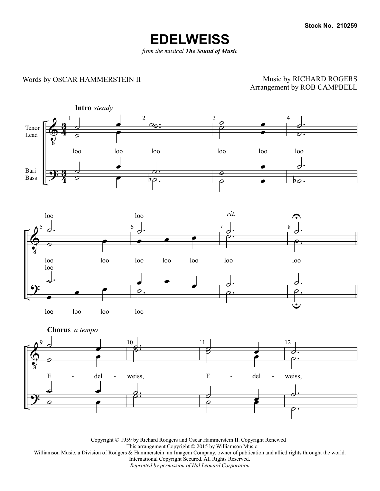 Christopher Plummer Edelweiss (from The Sound Of Music) (arr. Rob Campbell) sheet music notes and chords arranged for SATB Choir