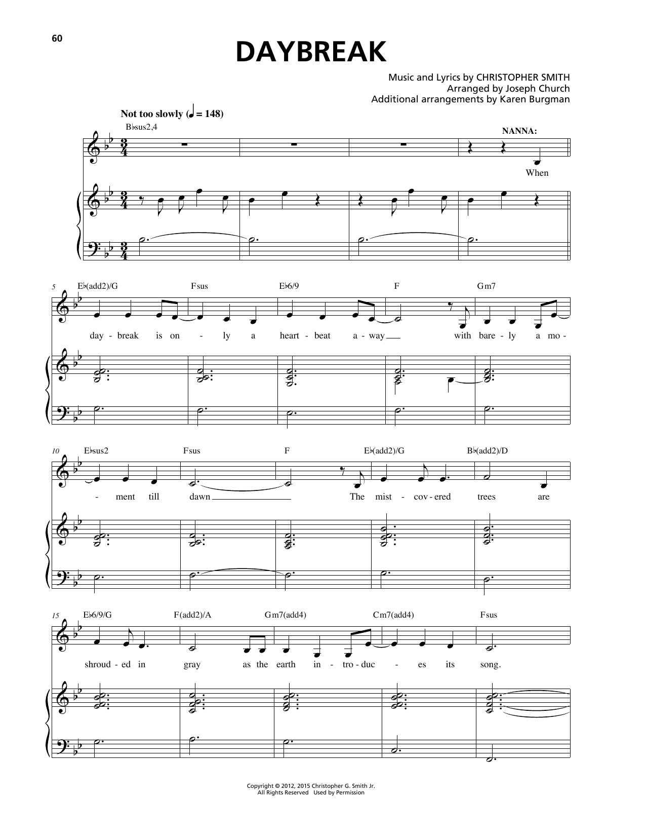 Christopher Smith Daybreak sheet music notes and chords arranged for Piano & Vocal