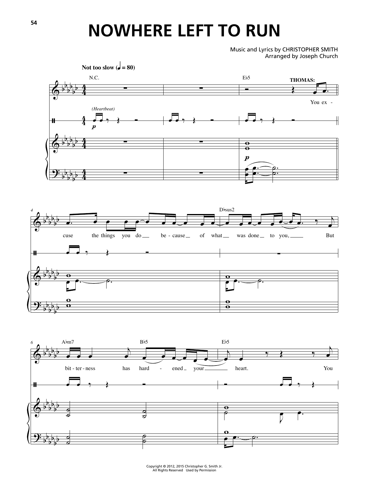 Christopher Smith Nowhere Left To Run sheet music notes and chords arranged for Piano & Vocal