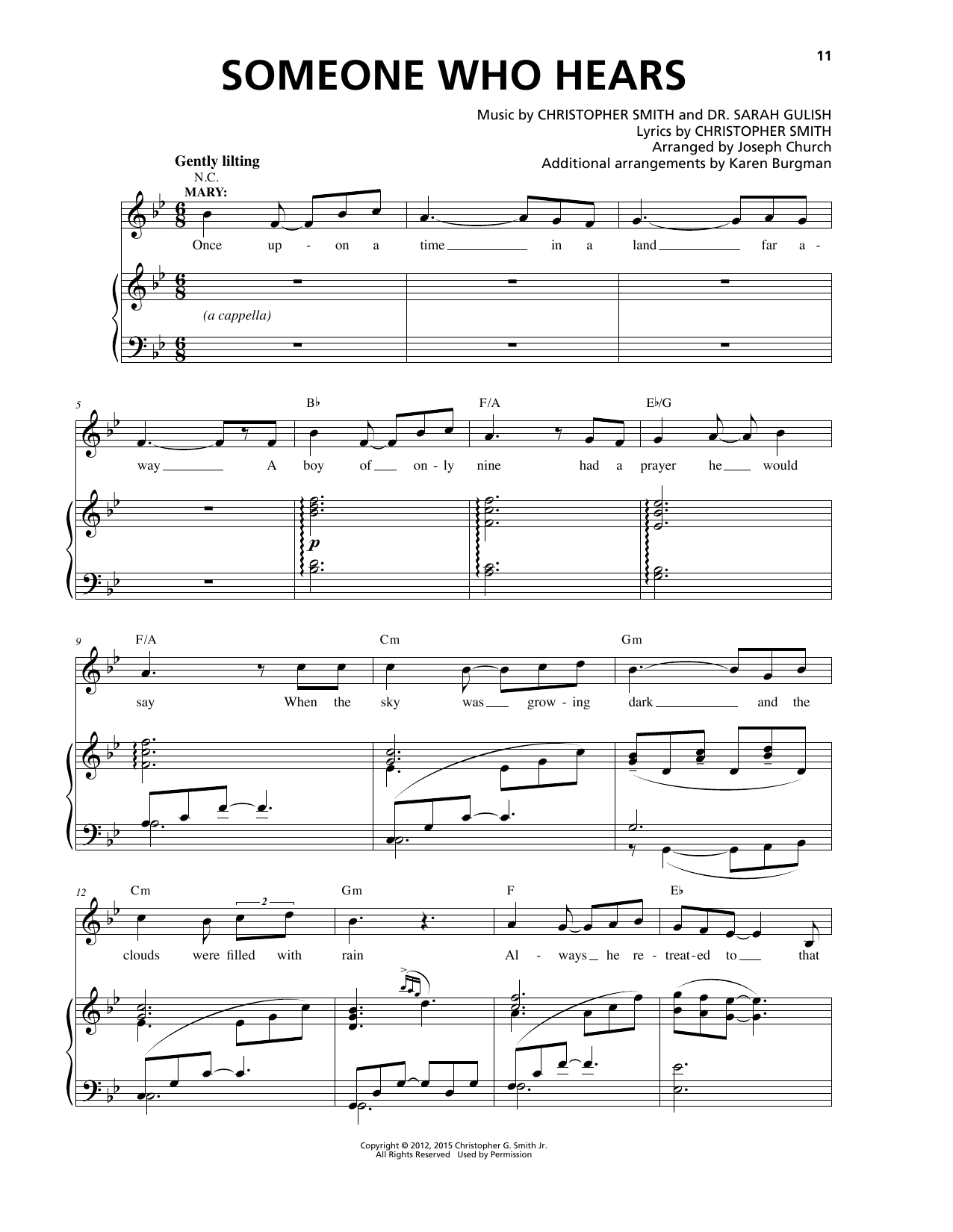 Christopher Smith Someone Who Hears sheet music notes and chords arranged for Piano & Vocal