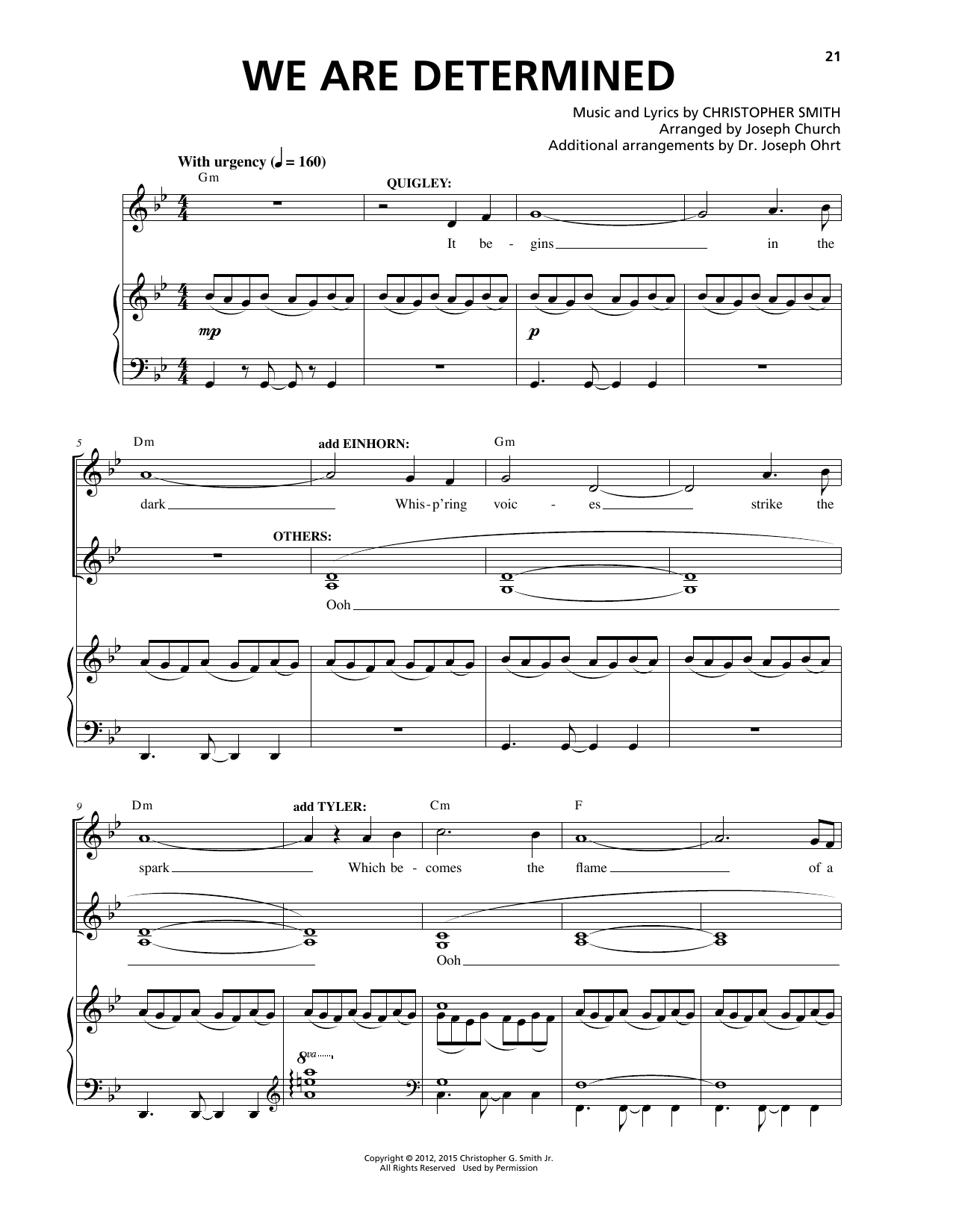 Christopher Smith We Are Determined sheet music notes and chords arranged for Piano & Vocal