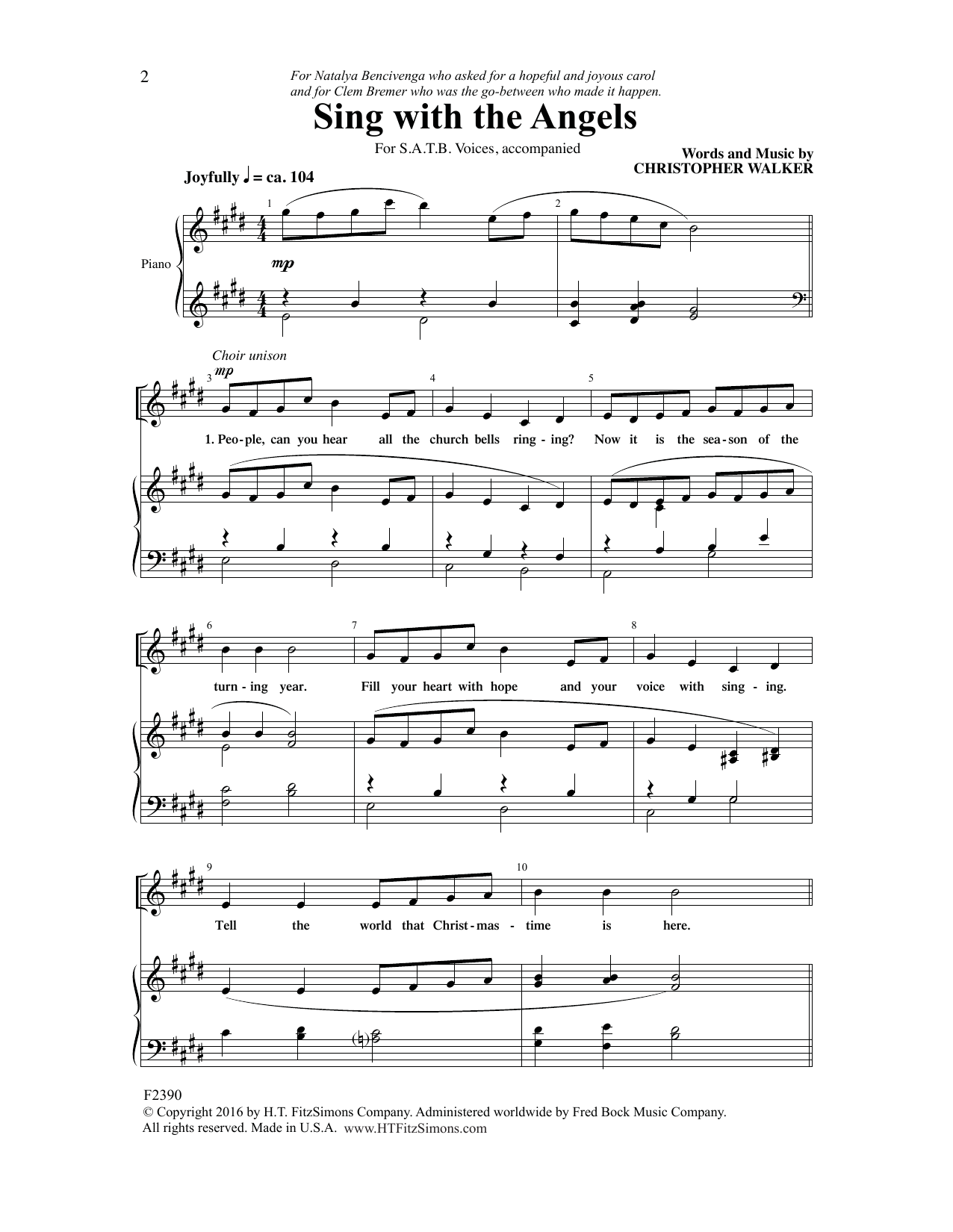Christopher Walker Sing with the Angels sheet music notes and chords arranged for SATB Choir