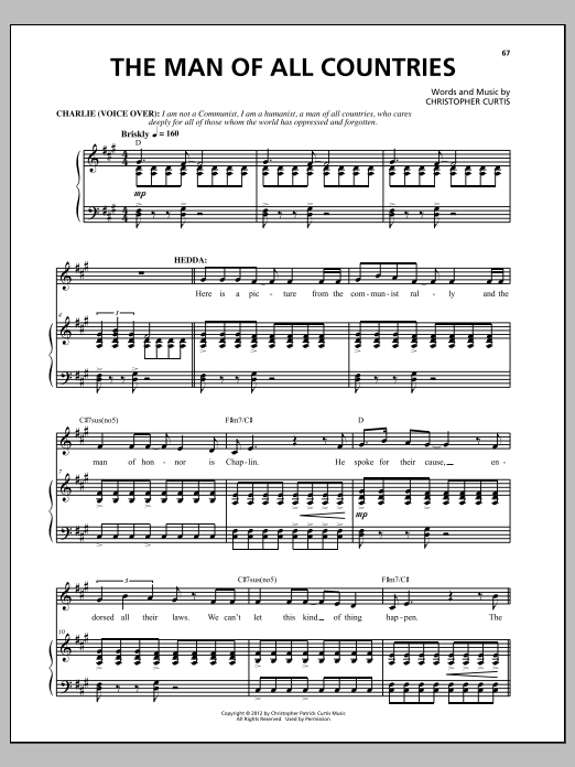 Christopher Curtis The Man Of All Countries sheet music notes and chords arranged for Piano & Vocal