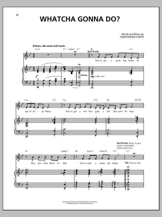 Christopher Curtis Whatcha Gonna Do? sheet music notes and chords arranged for Piano & Vocal
