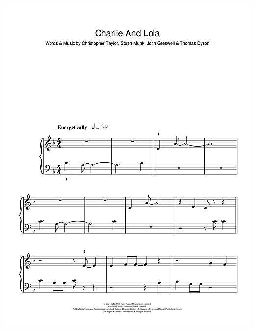 Christopher Taylor Charlie And Lola (Theme) sheet music notes and chords arranged for 5-Finger Piano