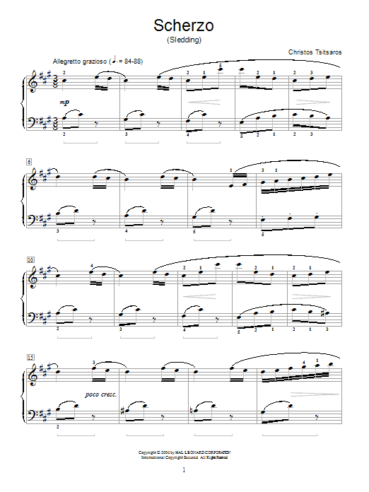 Christos Tsitsaros Scherzo (Sledding) sheet music notes and chords arranged for Educational Piano