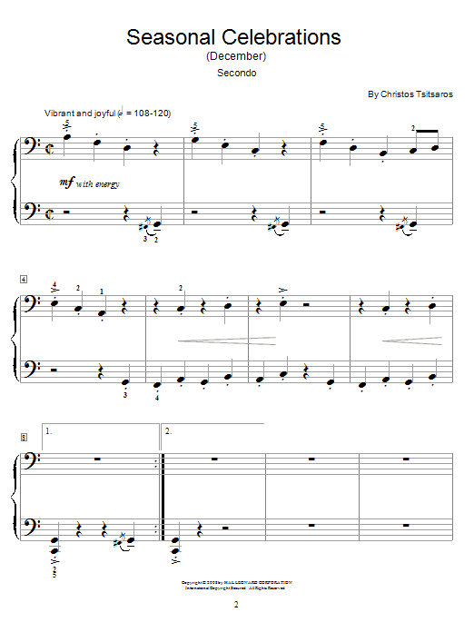 Christos Tsitsaros Seasonal Celebrations (December) sheet music notes and chords arranged for Piano Duet