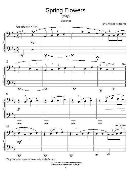 Christos Tsitsaros Spring Flowers (May) sheet music notes and chords arranged for Piano Duet