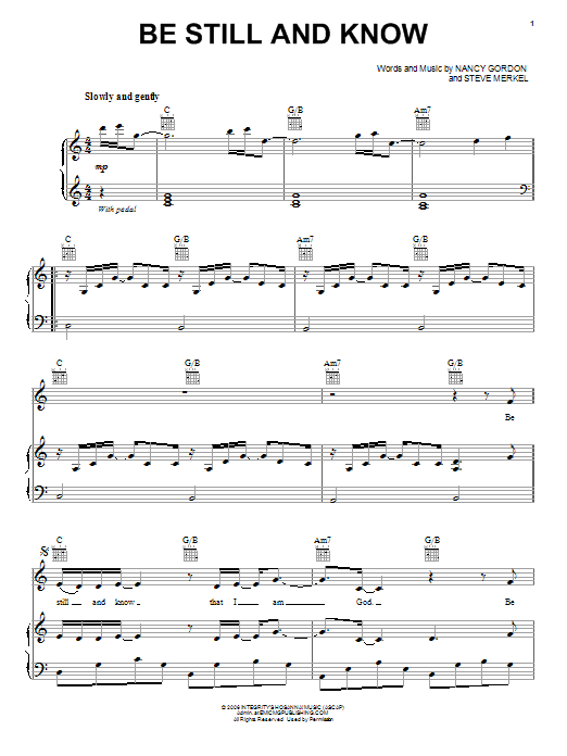 Christy Nockels Be Still And Know sheet music notes and chords arranged for Piano, Vocal & Guitar Chords (Right-Hand Melody)