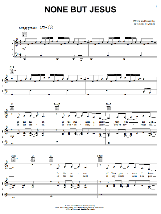 Christy Nockels None But Jesus sheet music notes and chords arranged for Piano, Vocal & Guitar Chords (Right-Hand Melody)