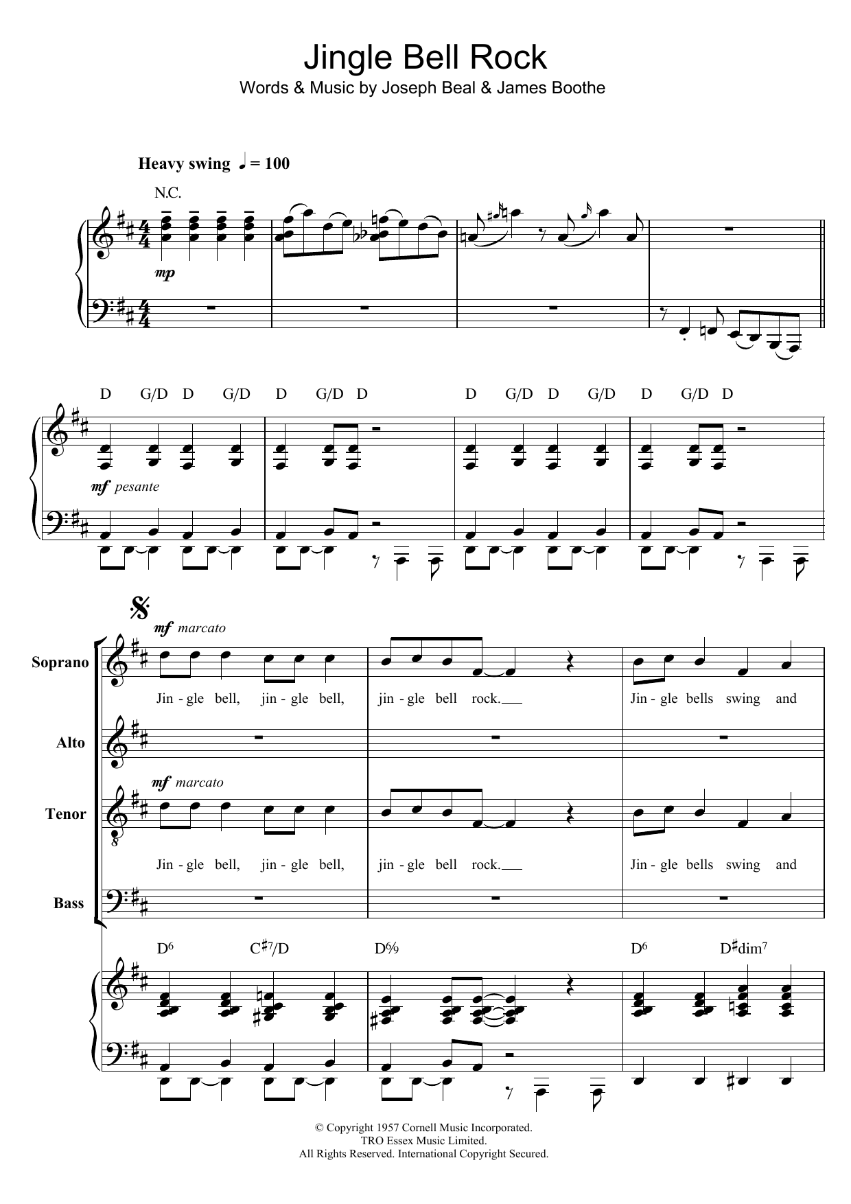 Chubby Checker Jingle Bell Rock (arr. Berty Rice) sheet music notes and chords arranged for SATB Choir