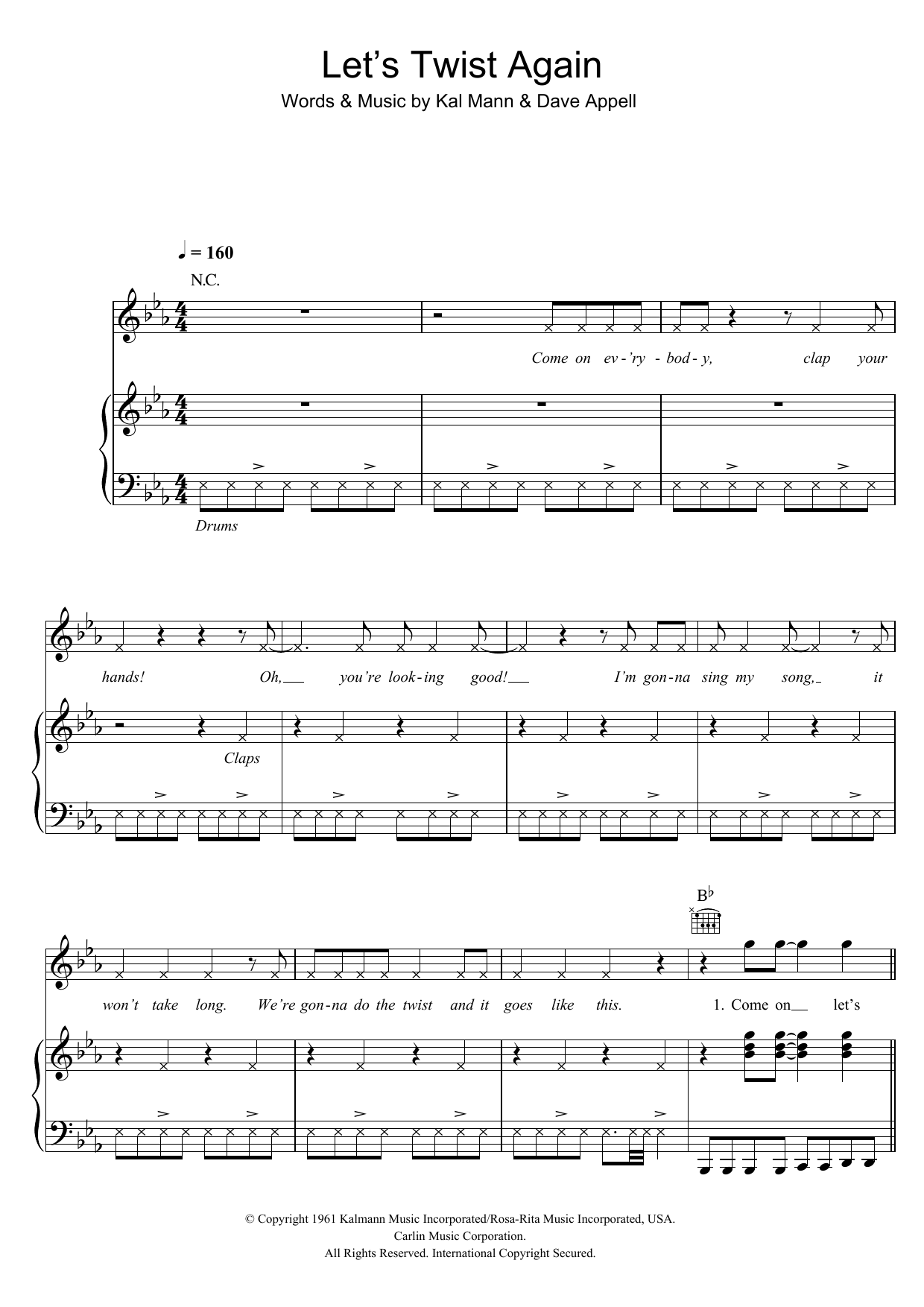 Chubby Checker Let's Twist Again sheet music notes and chords arranged for Guitar Chords/Lyrics