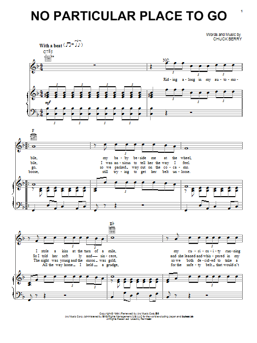 Chuck Berry No Particular Place To Go sheet music notes and chords arranged for Easy Guitar