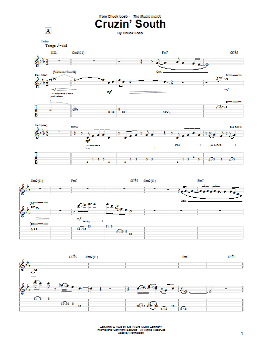 Chuck Loeb Cruzin' South sheet music notes and chords arranged for Guitar Tab