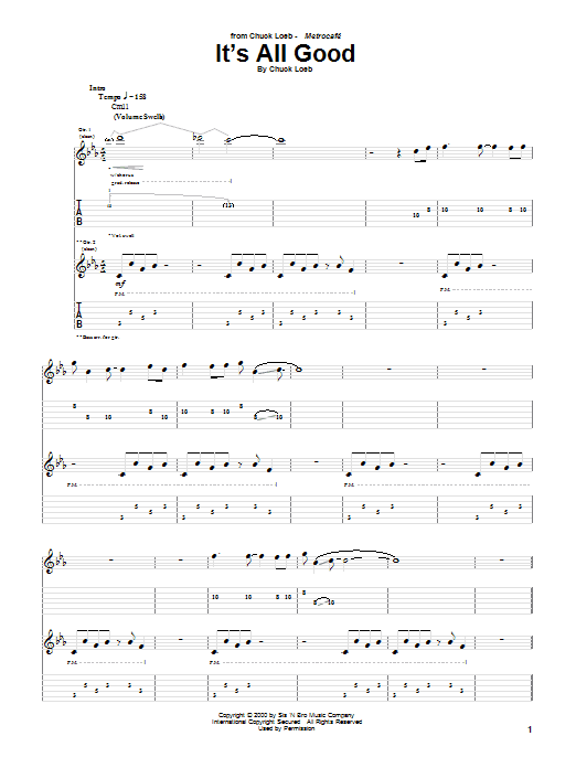 Chuck Loeb It's All Good sheet music notes and chords arranged for Guitar Tab