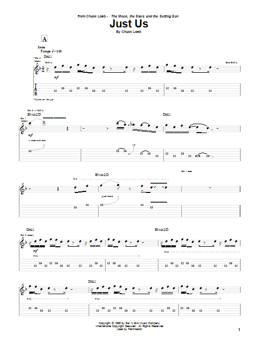 Chuck Loeb Just Us sheet music notes and chords arranged for Guitar Tab