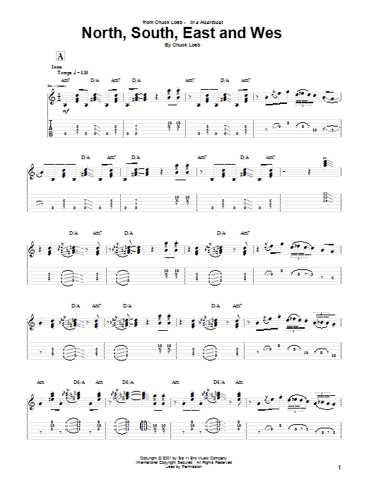 Chuck Loeb North, South, East And Wes sheet music notes and chords arranged for Guitar Tab