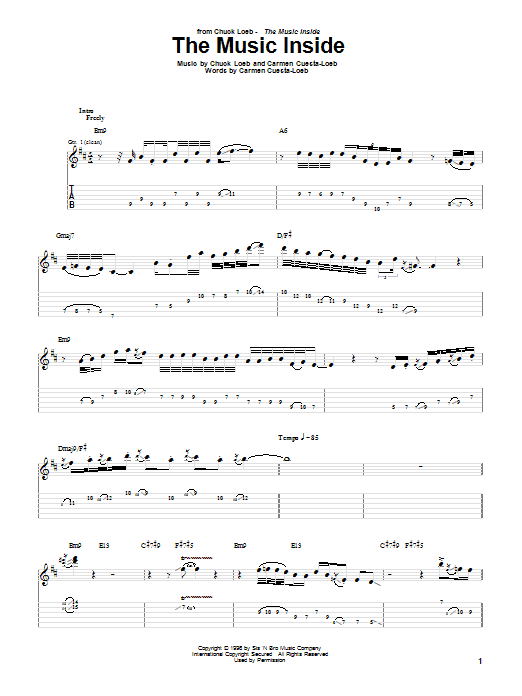 Chuck Loeb The Music Inside sheet music notes and chords arranged for Guitar Tab