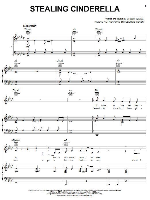 Chuck Wicks Stealing Cinderella sheet music notes and chords arranged for Piano, Vocal & Guitar Chords (Right-Hand Melody)