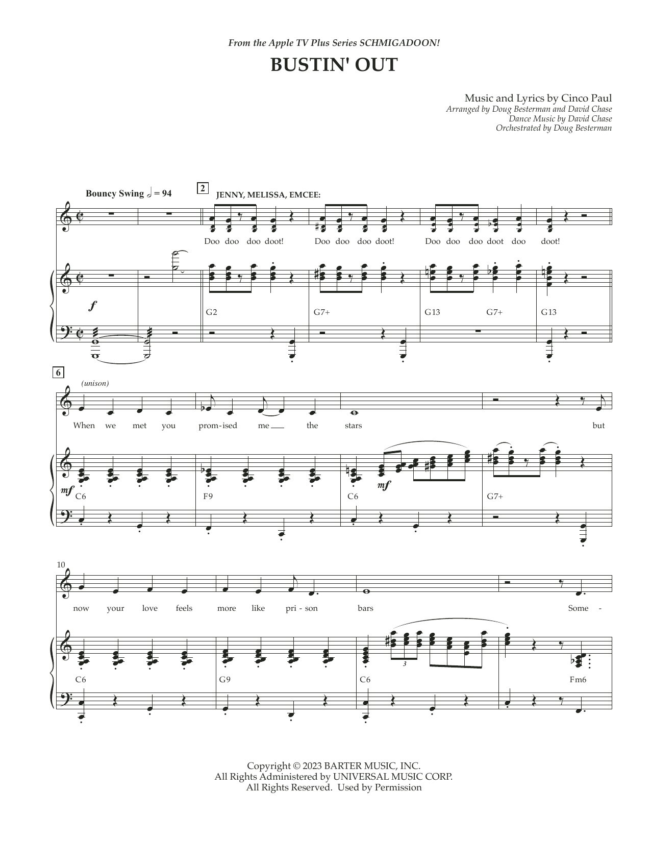 Cinco Paul Bustin' Out (from Schmigadoon! Season 2) sheet music notes and chords arranged for Piano & Vocal
