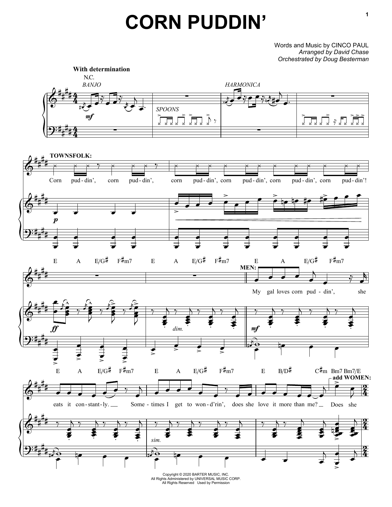 Cinco Paul Corn Puddin' (from Schmigadoon!) sheet music notes and chords arranged for Piano & Vocal