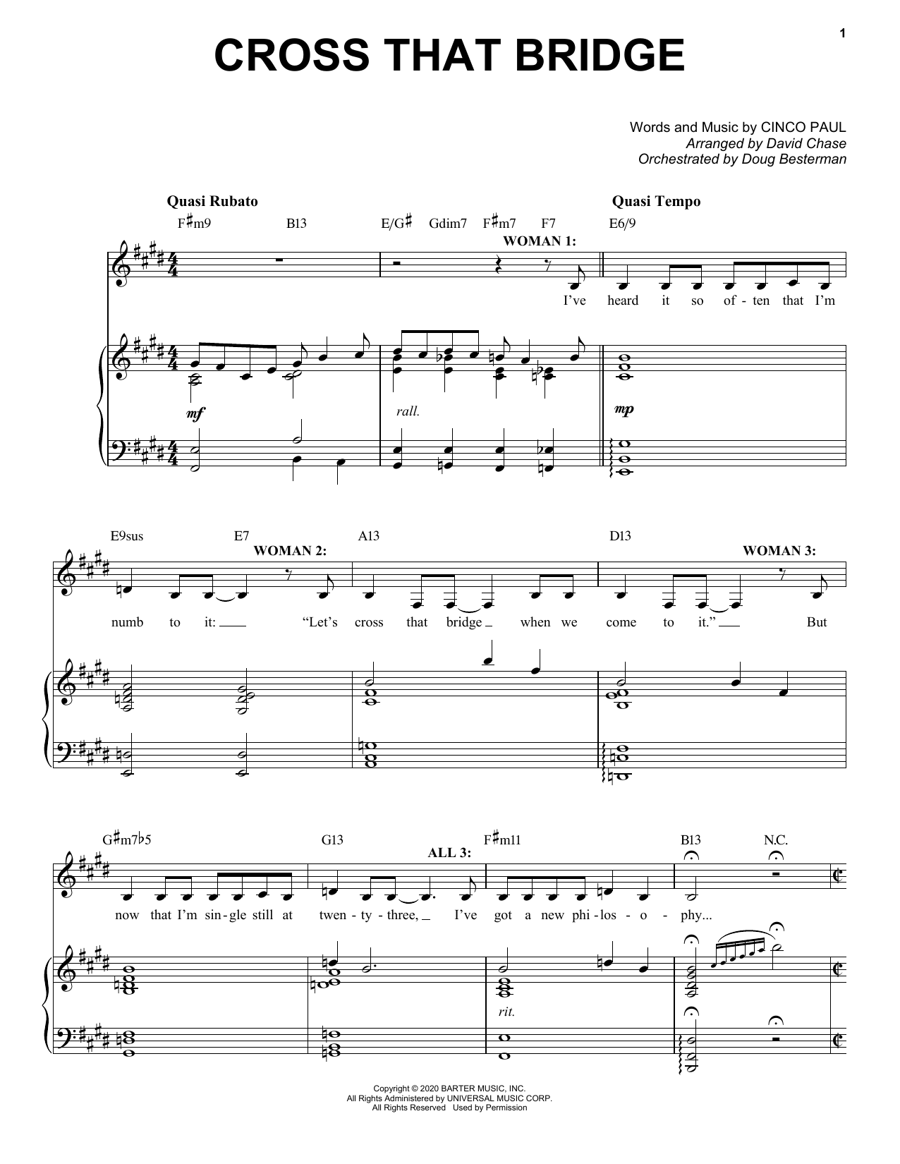 Cinco Paul Cross That Bridge (from Schmigadoon!) sheet music notes and chords arranged for Piano & Vocal