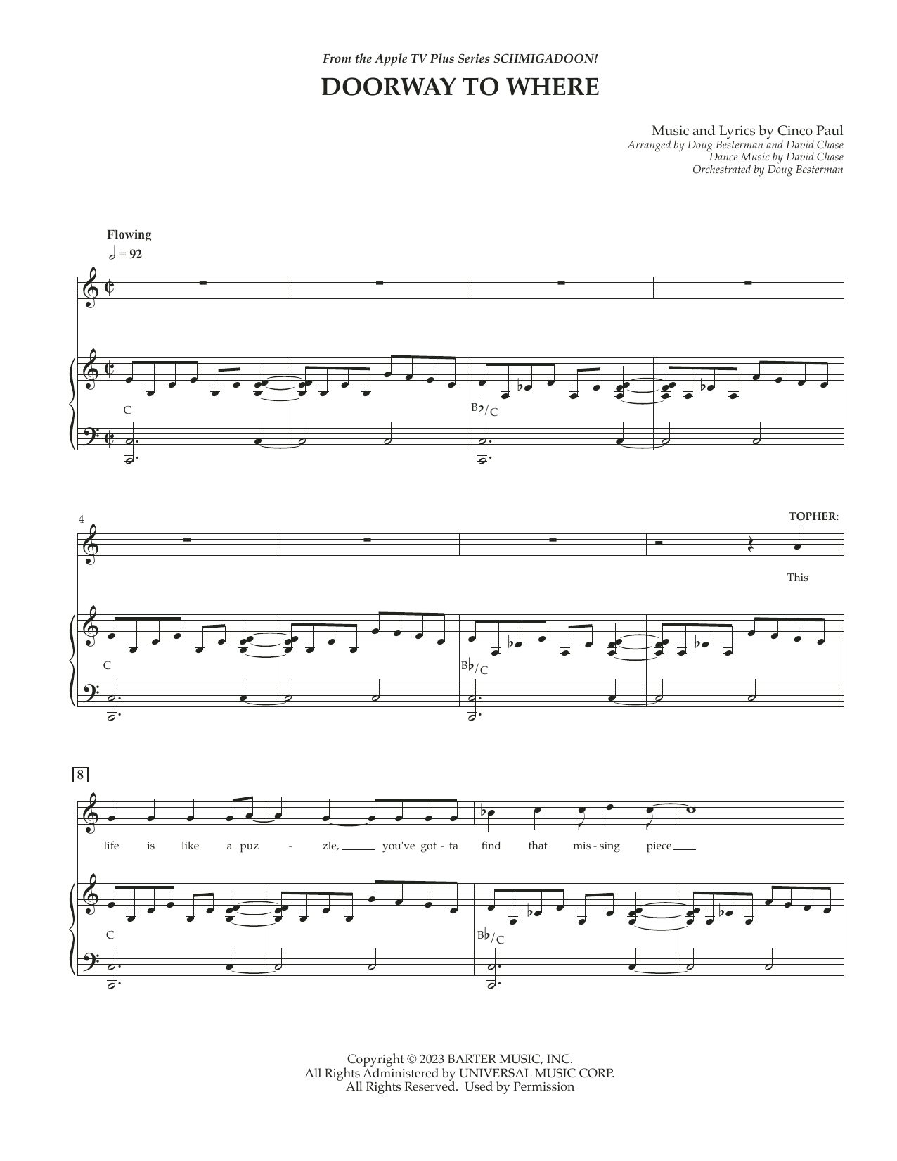 Cinco Paul Doorway To Where (from Schmigadoon! Season 2) sheet music notes and chords arranged for Piano & Vocal