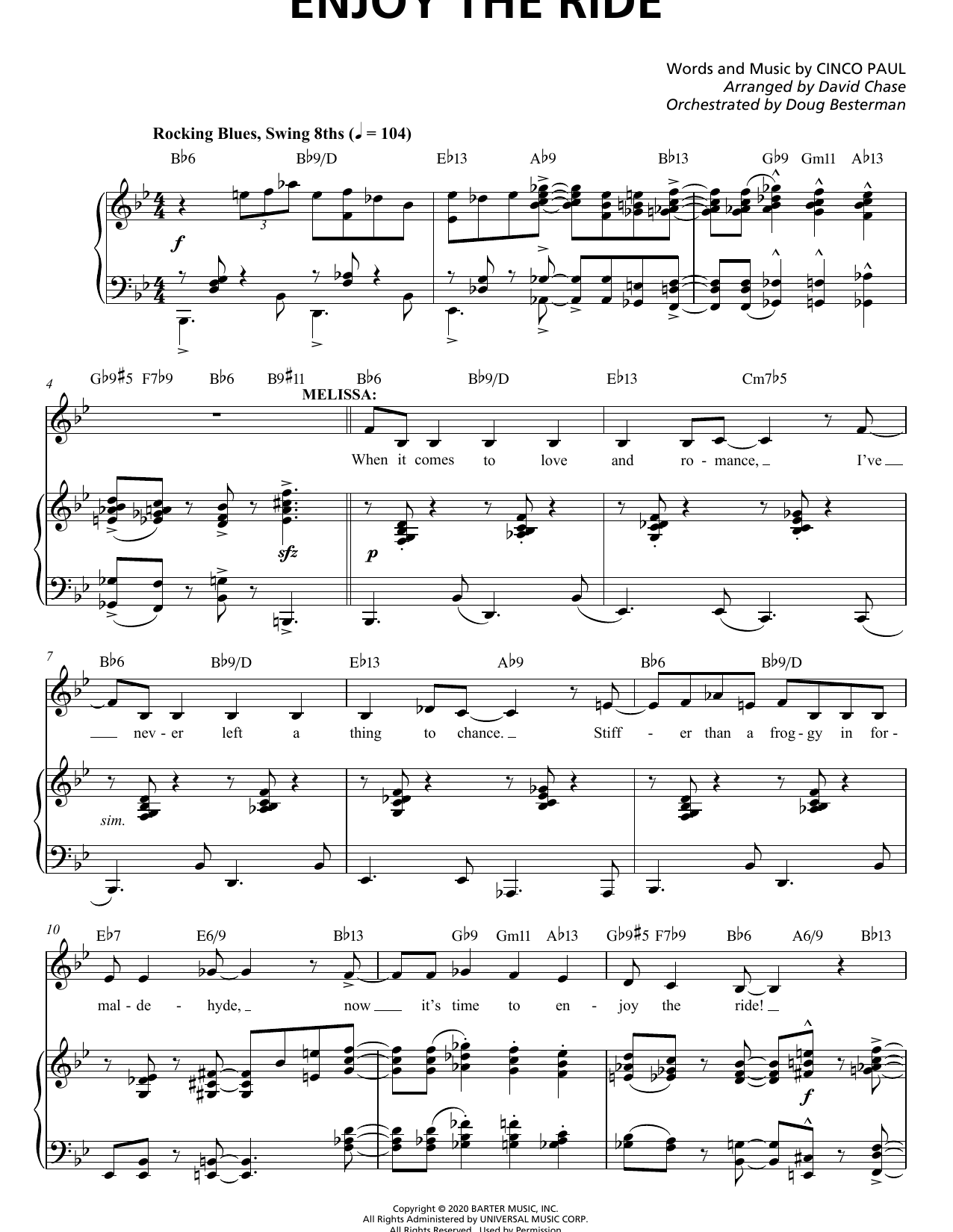 Cinco Paul Enjoy The Ride (from Schmigadoon!) sheet music notes and chords arranged for Piano & Vocal