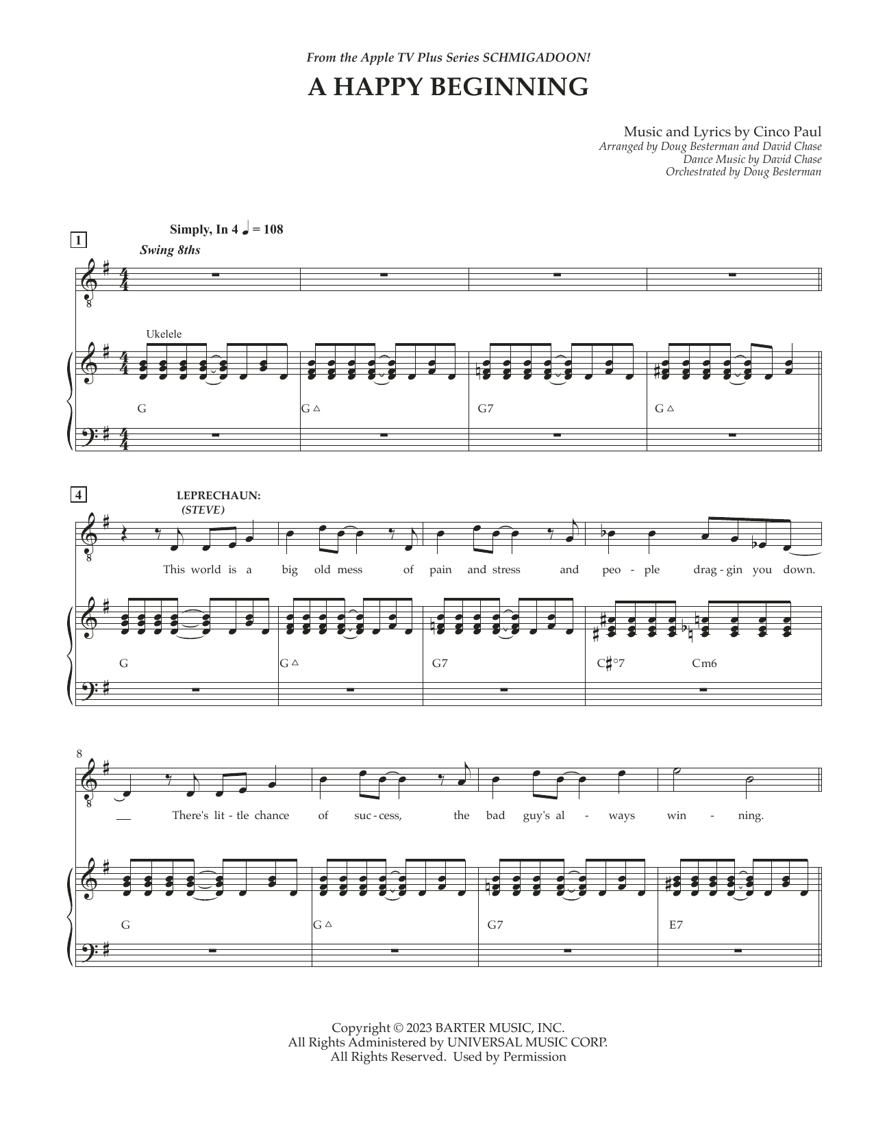 Cinco Paul Happy Beginning (from Schmigadoon! Season 2) sheet music notes and chords arranged for Piano & Vocal
