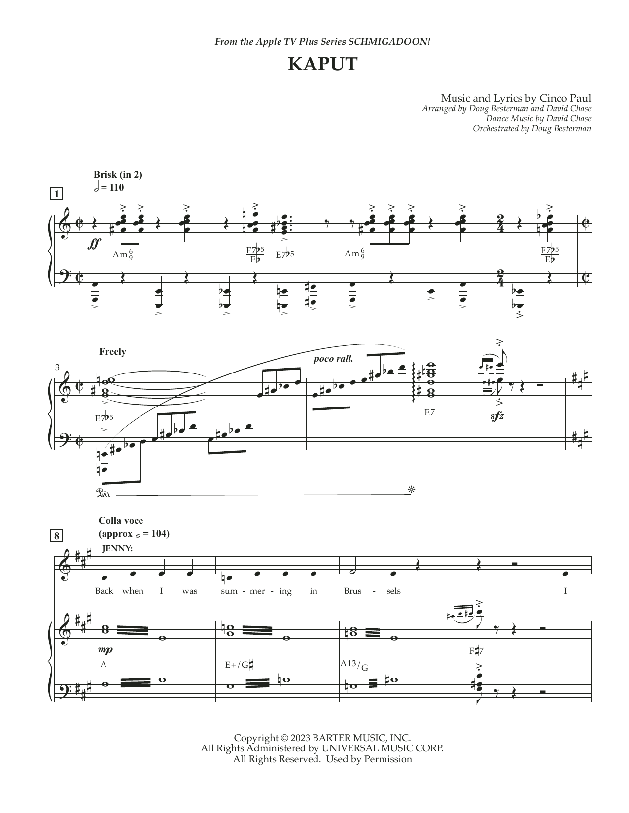 Cinco Paul Kaput (from Schmigadoon! Season 2) sheet music notes and chords arranged for Piano & Vocal
