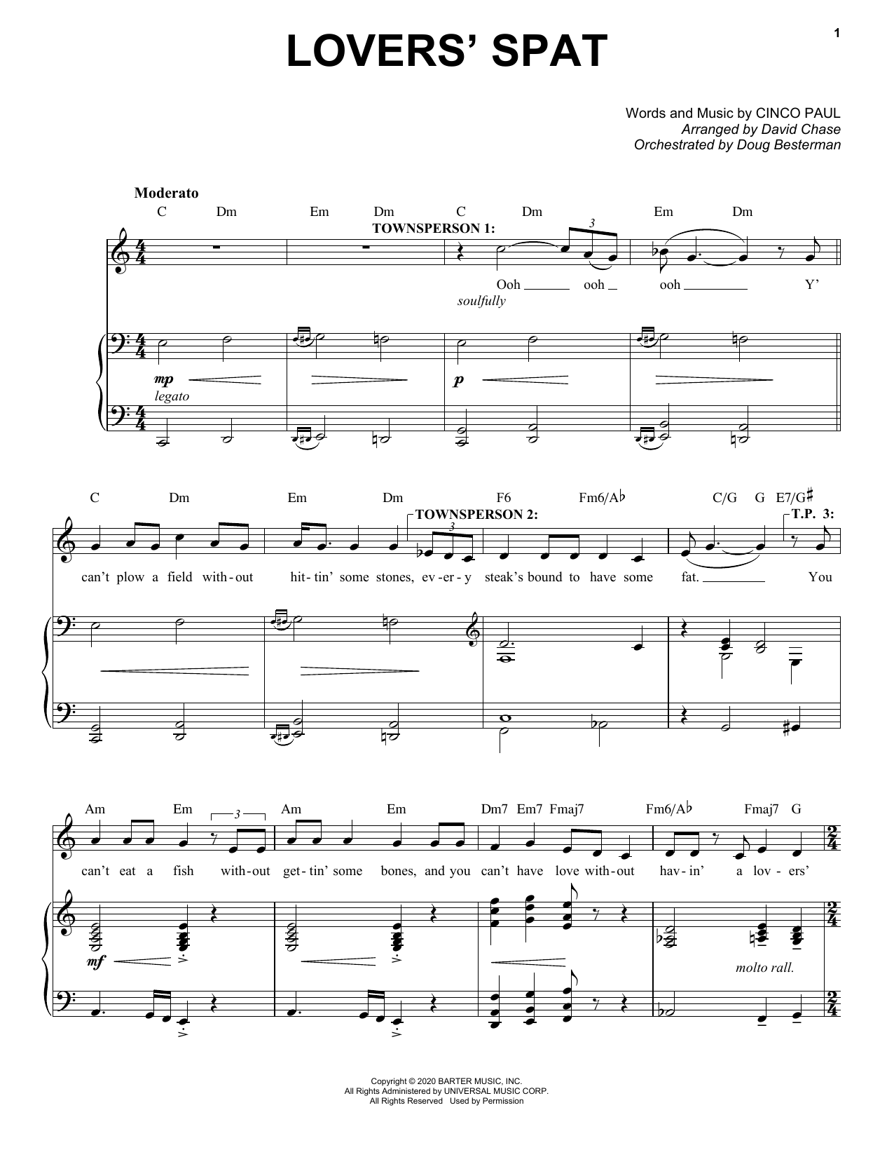 Cinco Paul Lover's Spat (from Schmigadoon!) sheet music notes and chords arranged for Piano & Vocal