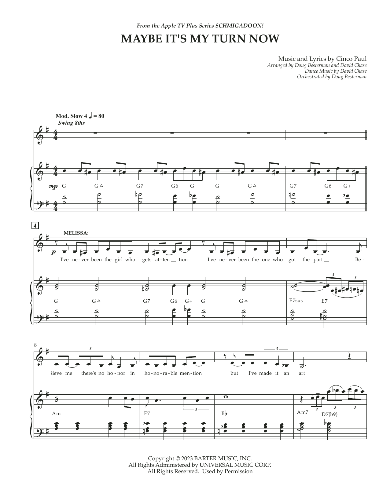 Cinco Paul Maybe It's My Turn Now (from Schmigadoon! Season 2) sheet music notes and chords arranged for Piano & Vocal