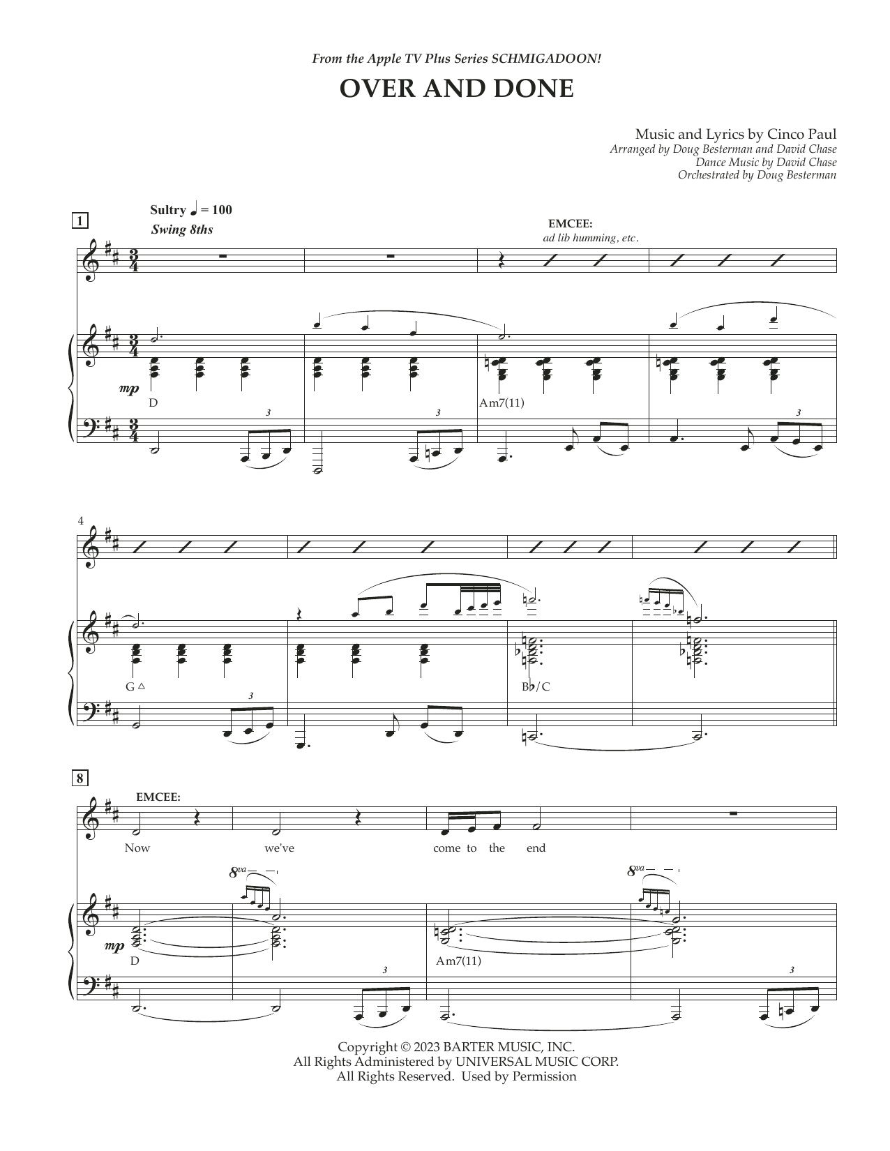 Cinco Paul Over And Done (from Schmigadoon! Season 2) sheet music notes and chords arranged for Piano & Vocal