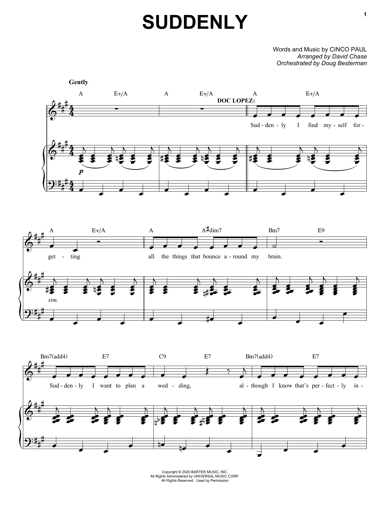 Cinco Paul Suddenly (from Schmigadoon!) sheet music notes and chords arranged for Piano & Vocal