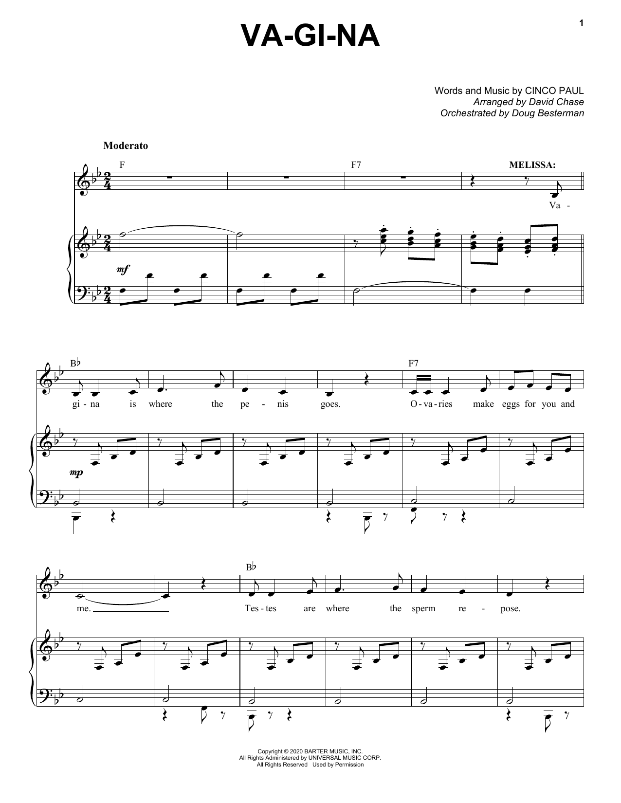 Cinco Paul Va-Gi-Na (from Schmigadoon!) sheet music notes and chords arranged for Piano & Vocal