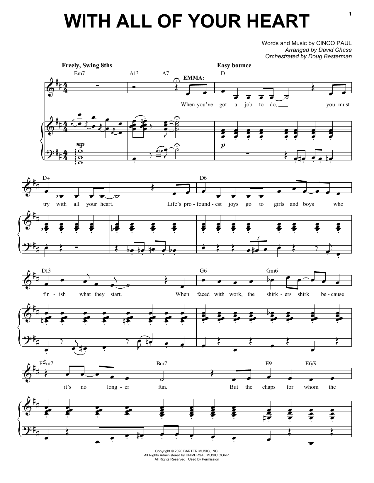 Cinco Paul With All Of Your Heart (from Schmigadoon!) sheet music notes and chords arranged for Piano & Vocal
