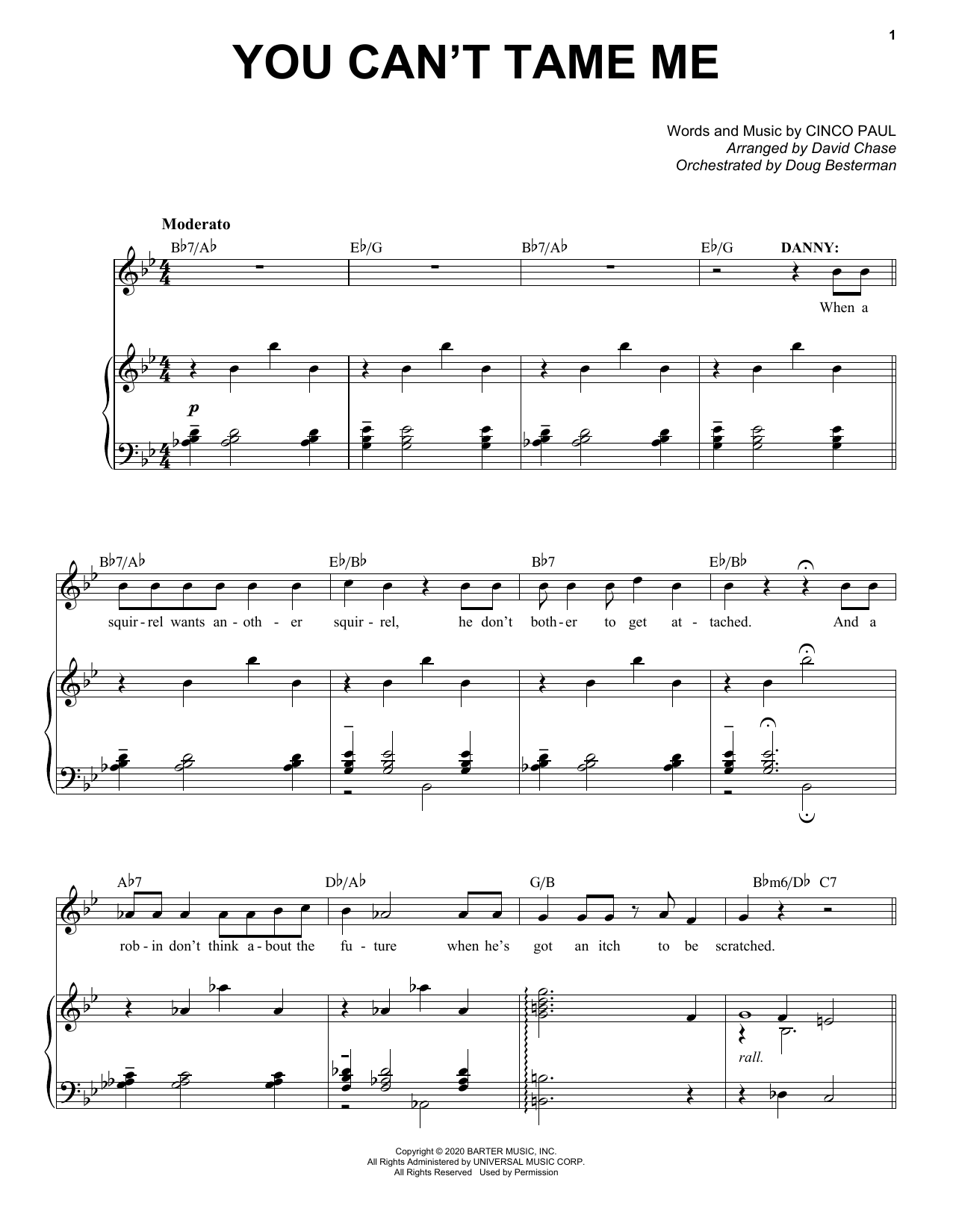 Cinco Paul You Can't Tame Me (from Schmigadoon!) sheet music notes and chords arranged for Piano & Vocal