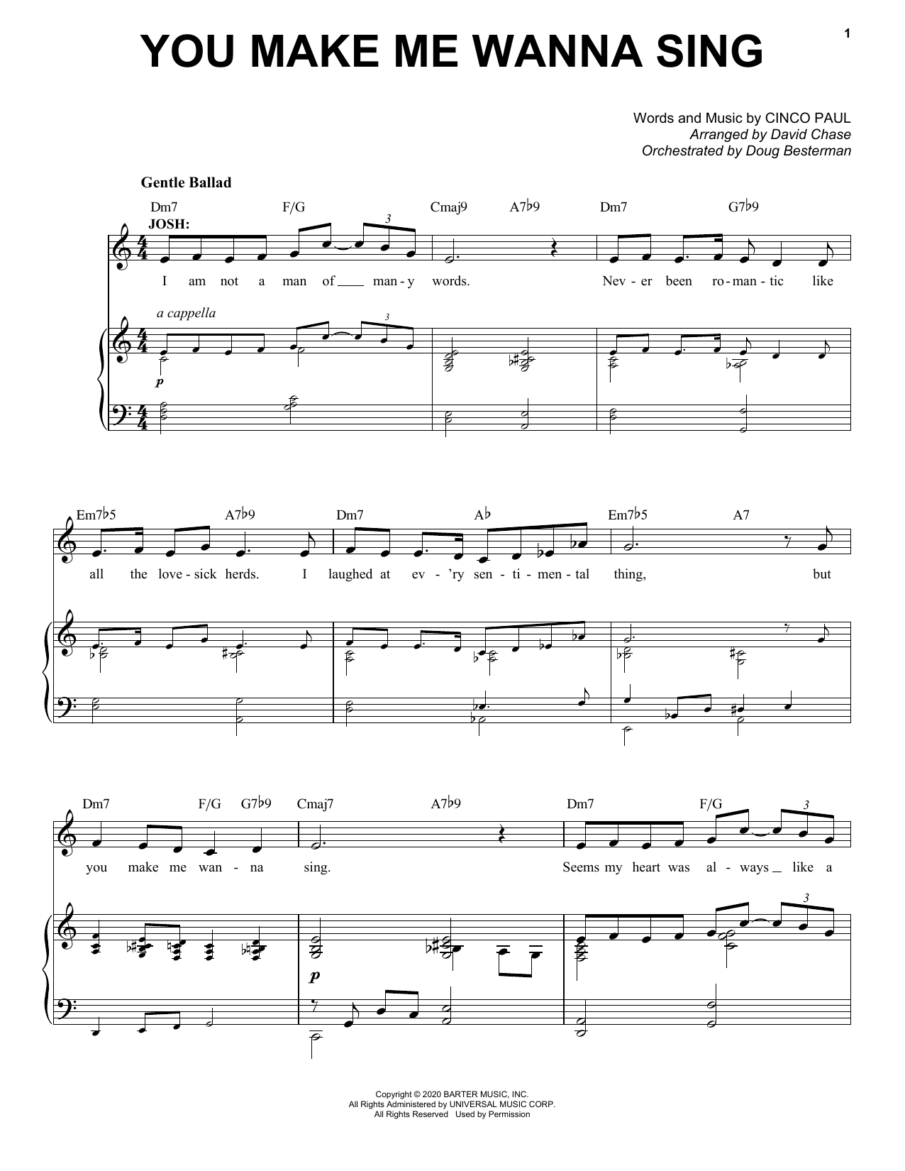 Cinco Paul You Make Me Wanna Sing (from Schmigadoon!) sheet music notes and chords arranged for Piano & Vocal