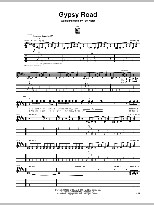Cinderella Gypsy Road sheet music notes and chords arranged for Guitar Tab