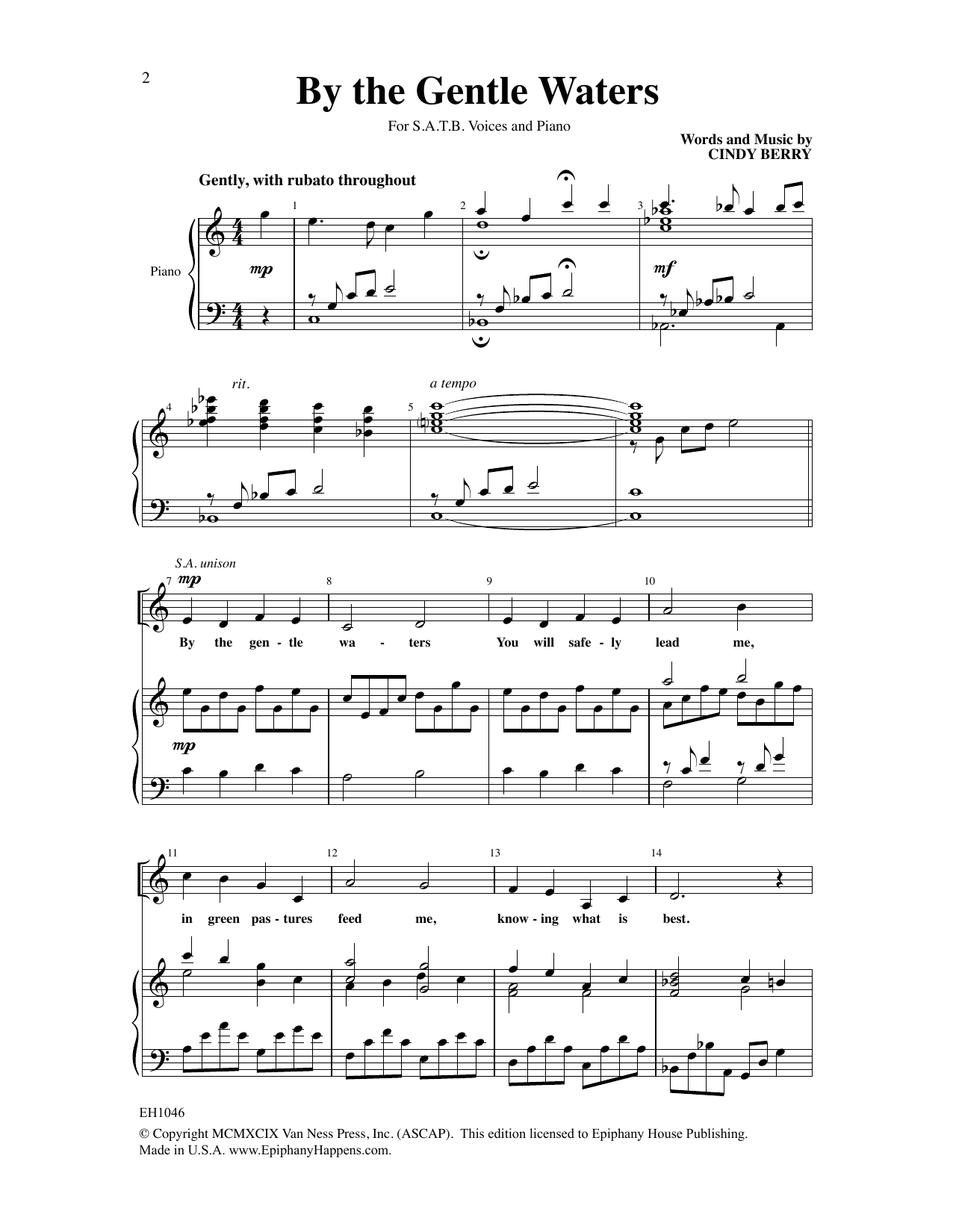 Cindy Berry By the Gentle Waters sheet music notes and chords arranged for SATB Choir
