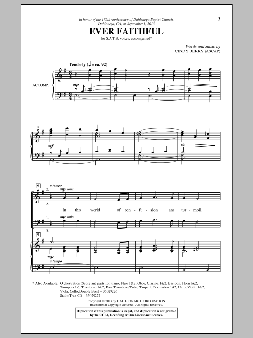 Cindy Berry Ever Faithful sheet music notes and chords arranged for SATB Choir