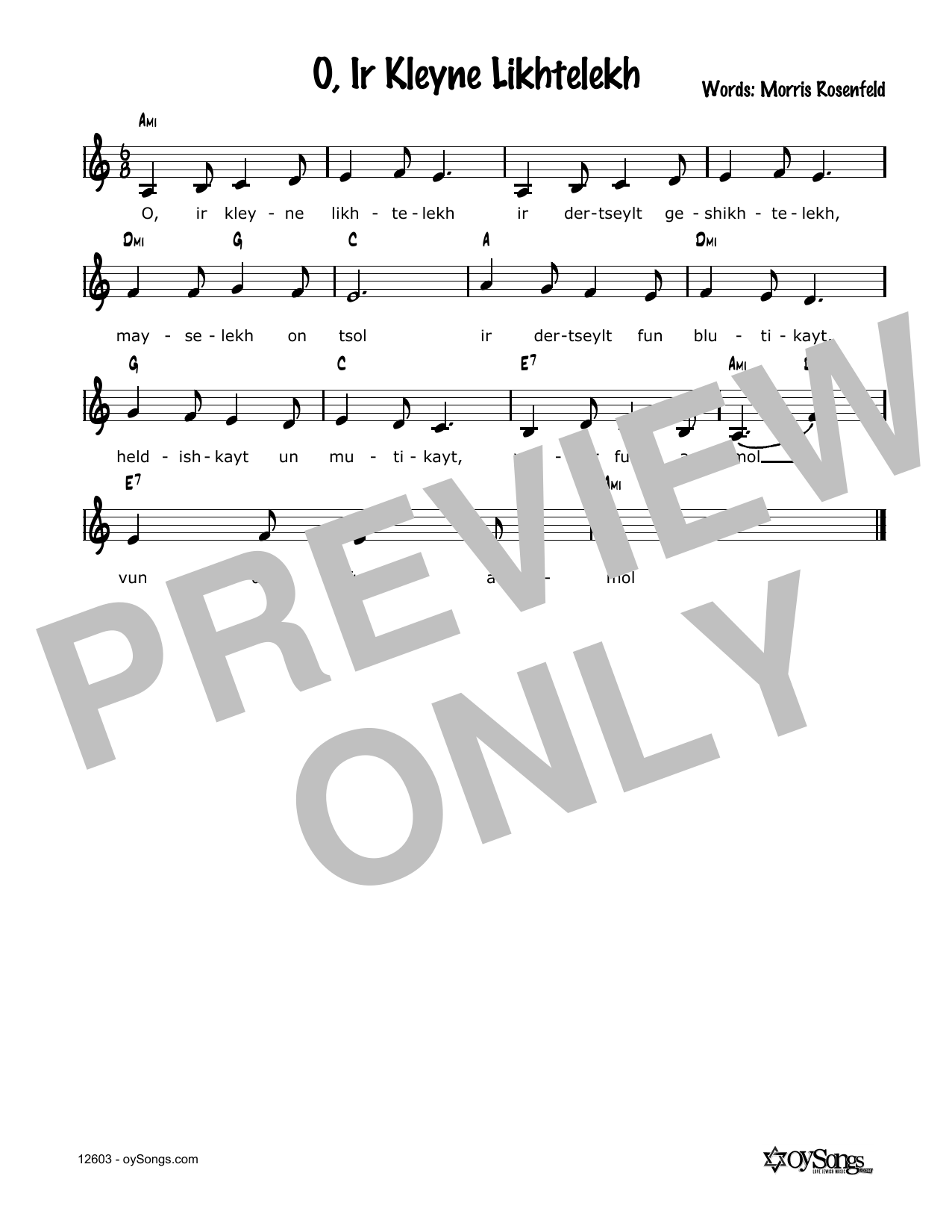 Cindy Paley O, Ir Kleine Lichtelech sheet music notes and chords arranged for Lead Sheet / Fake Book