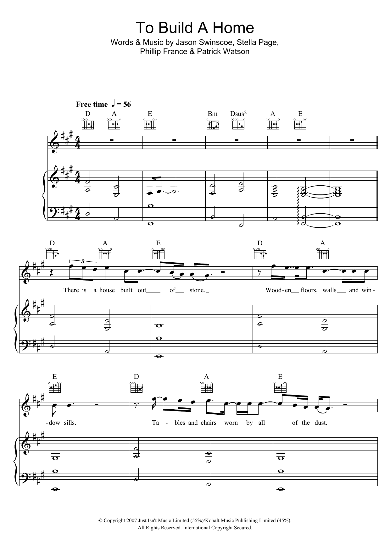 Cinematic Orchestra To Build A Home sheet music notes and chords arranged for Piano, Vocal & Guitar Chords