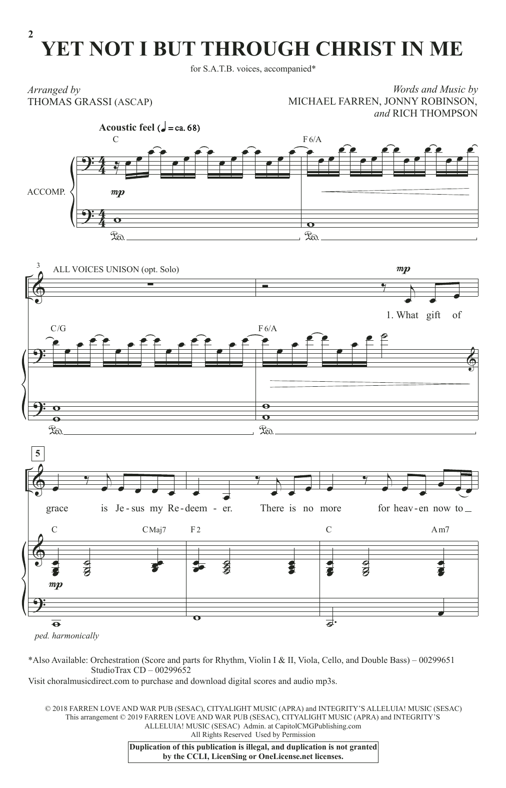 City Alight Yet Not I But Through Christ In Me (arr. Thomas Grassi) sheet music notes and chords arranged for SATB Choir