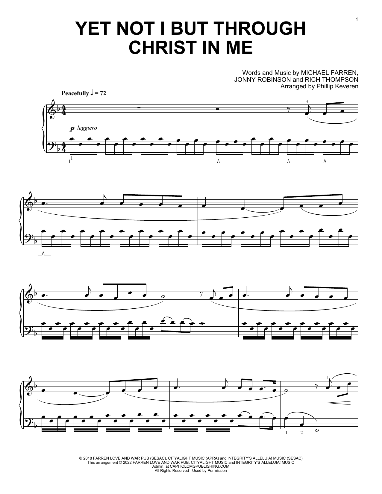 CityAlight Yet Not I But Through Christ In Me [Classical version] (arr. Phillip Keveren) sheet music notes and chords arranged for Piano Solo