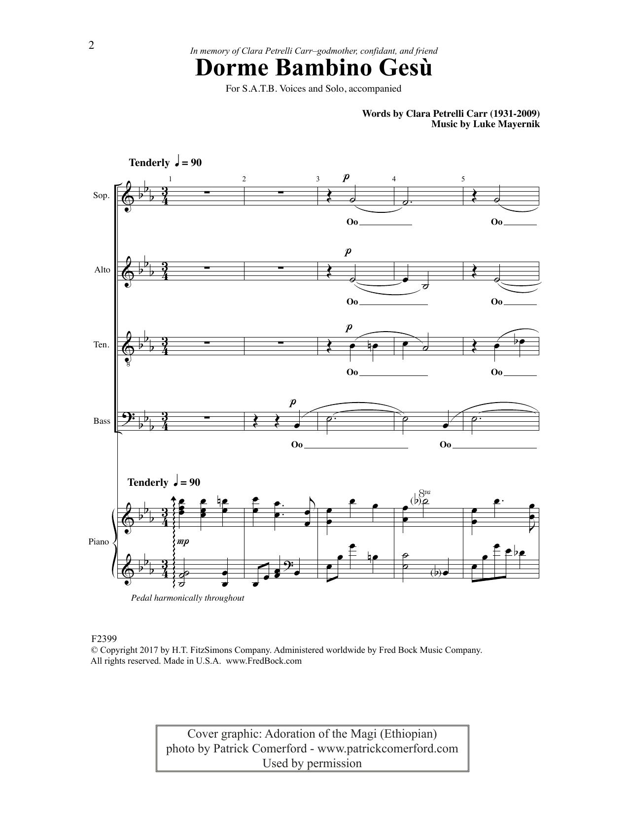 Clara Petrelli Carr Dorme Bambino Gesu sheet music notes and chords arranged for SATB Choir