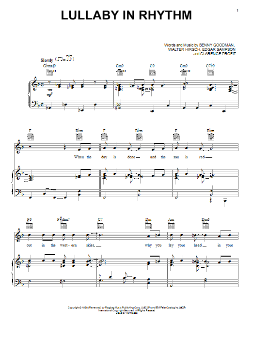 Clarence Profit Lullaby In Rhythm sheet music notes and chords arranged for Piano, Vocal & Guitar Chords (Right-Hand Melody)