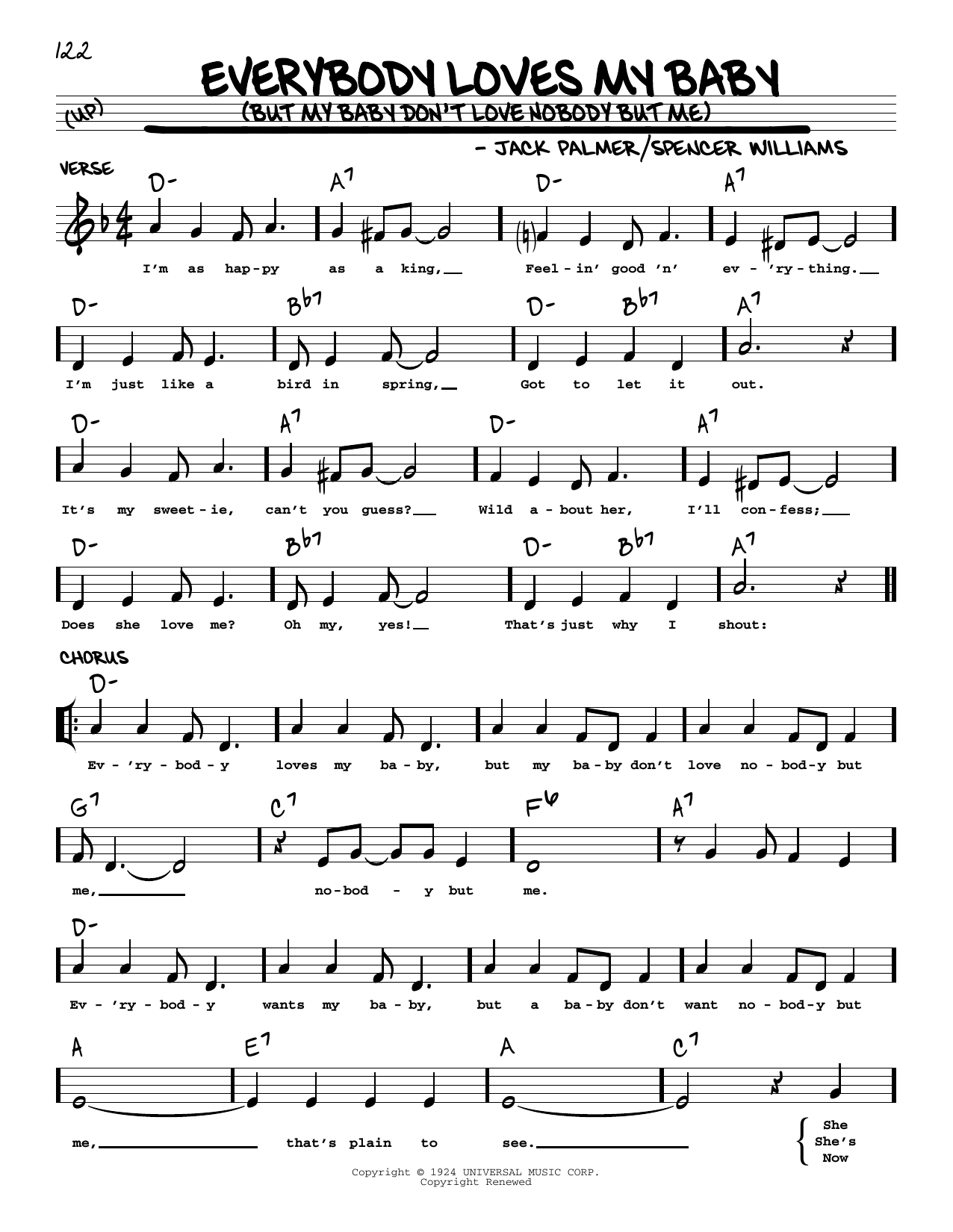 Clarence Williams and The Blue Five Everybody Loves My Baby (But My Baby Don't Love Nobody But Me) (arr. Robert Rawlins) sheet music notes and chords arranged for Real Book – Melody, Lyrics & Chords